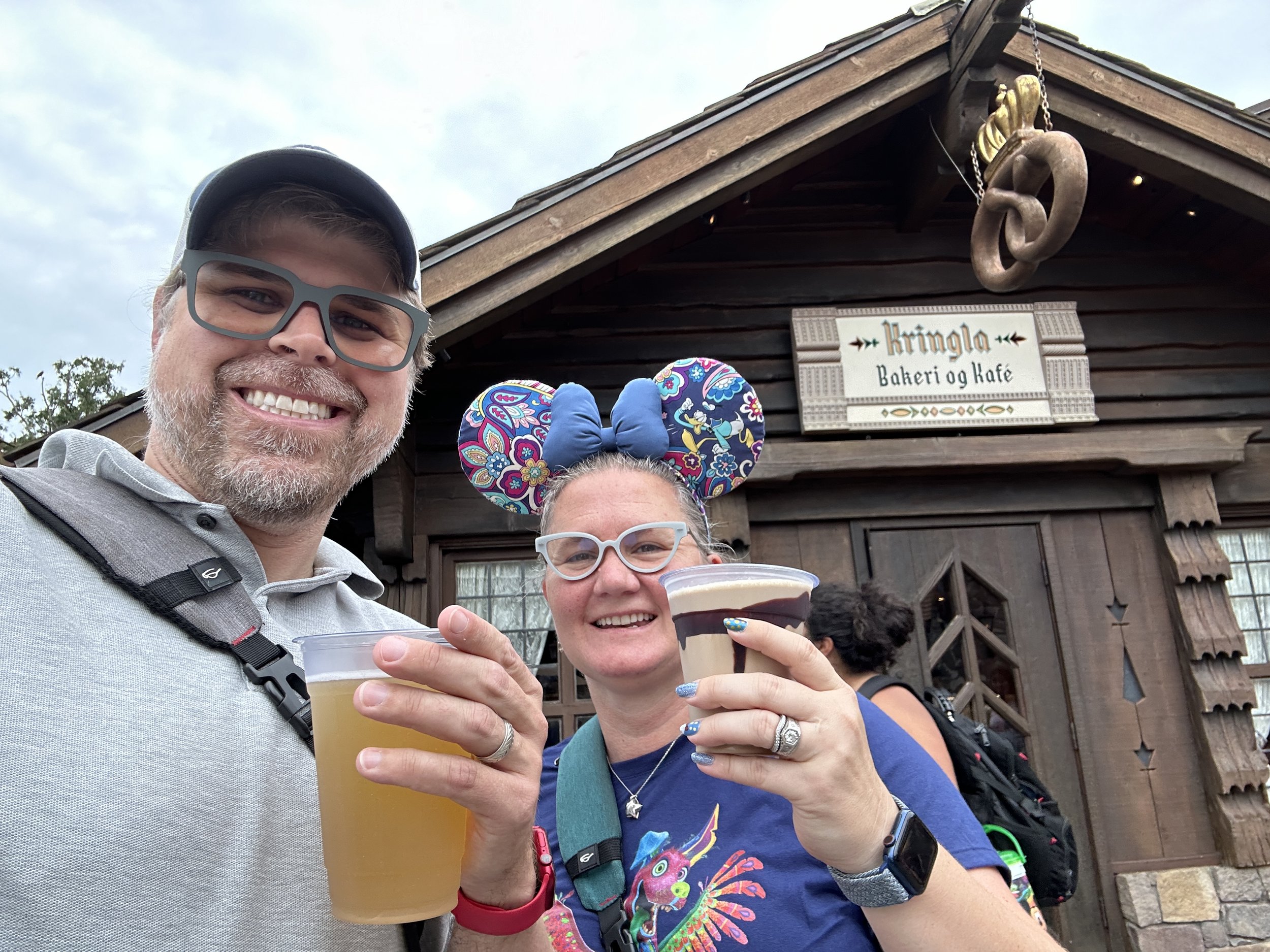 # Two guests enjoying drinks at Kringla Bakeri og Kafe, Epcot